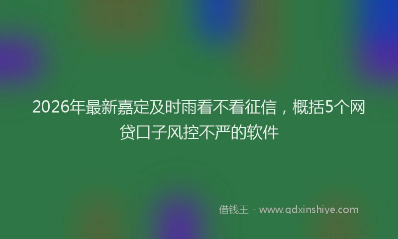 2026年最新嘉定及时雨看不看征信，概括5个网贷口子风控不严的软件