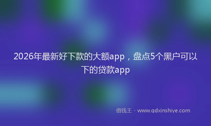 2026年最新好下款的大额app，盘点5个黑户可以下的贷款app