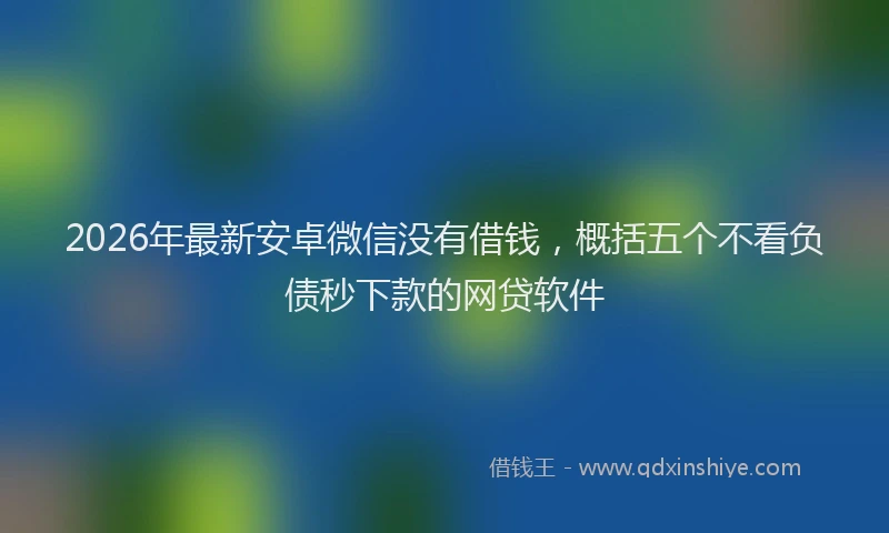 2026年最新安卓微信没有借钱，概括五个不看负债秒下款的网贷软件