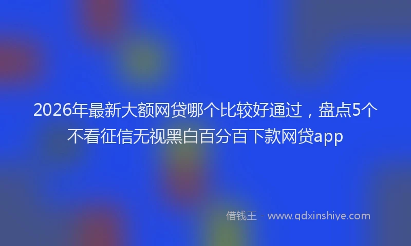 2026年最新大额网贷哪个比较好通过，盘点5个不看征信无视黑白百分百下款网贷app