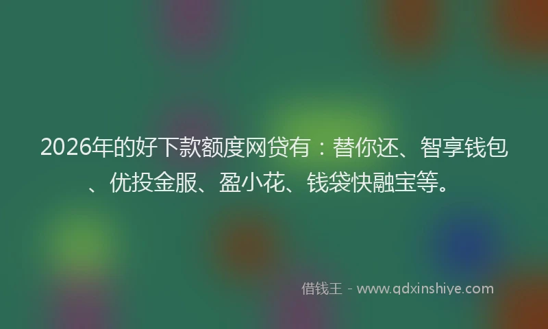 2026年的好下款额度网贷有：替你还、智享钱包、优投金服、盈小花、钱袋快融宝等。