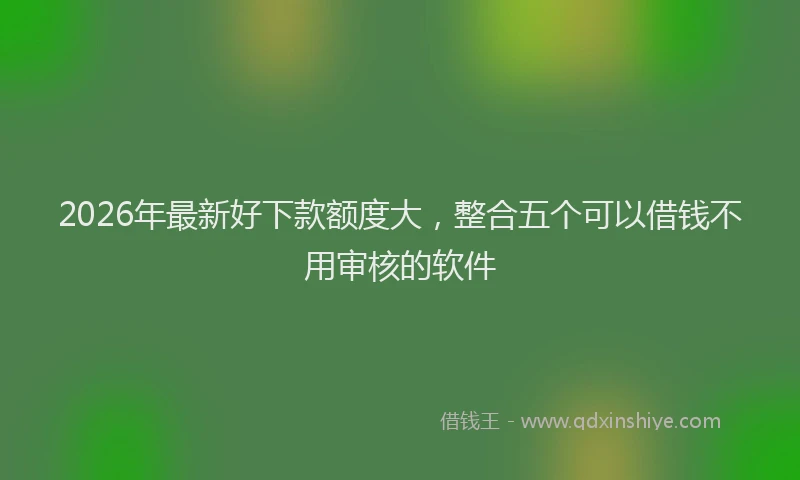 2026年最新好下款额度大，整合五个可以借钱不用审核的软件