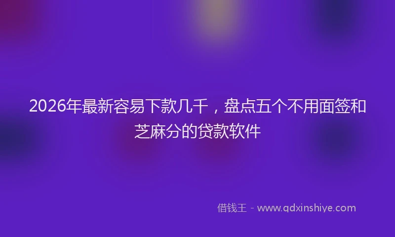 2026年最新容易下款几千，盘点五个不用面签和芝麻分的贷款软件