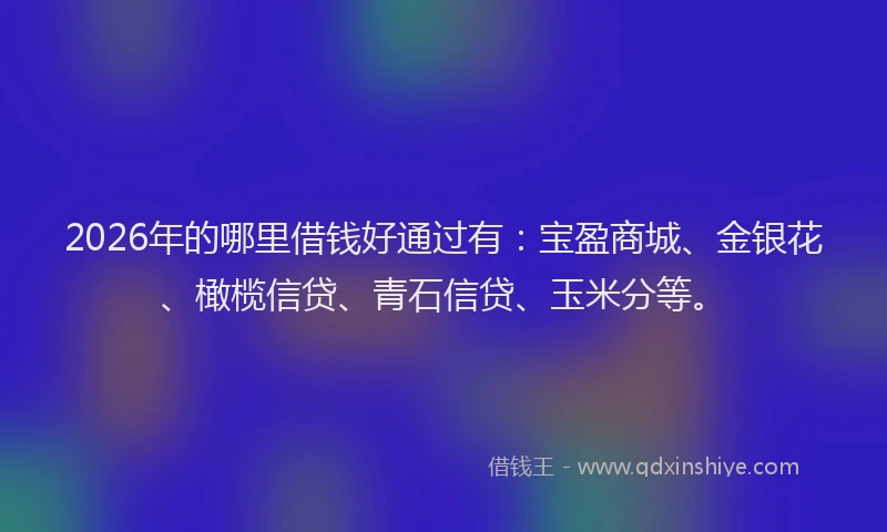 2026年的哪里借钱好通过有:宝盈商城、金银花、橄榄信贷、青石信贷、玉米分等。