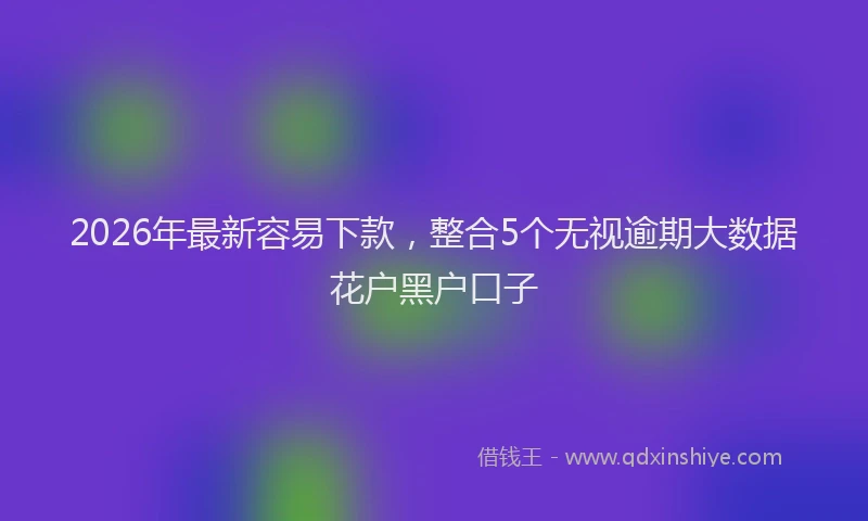 2026年最新容易下款，整合5个无视逾期大数据花户黑户口子