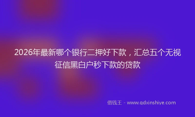 2026年最新哪个银行二押好下款,汇总五个无视征信黑白户秒下款的贷款