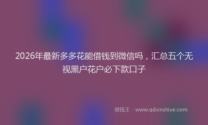2026年最新多多花能借钱到微信吗，汇总五个无视黑户花户必下款口子