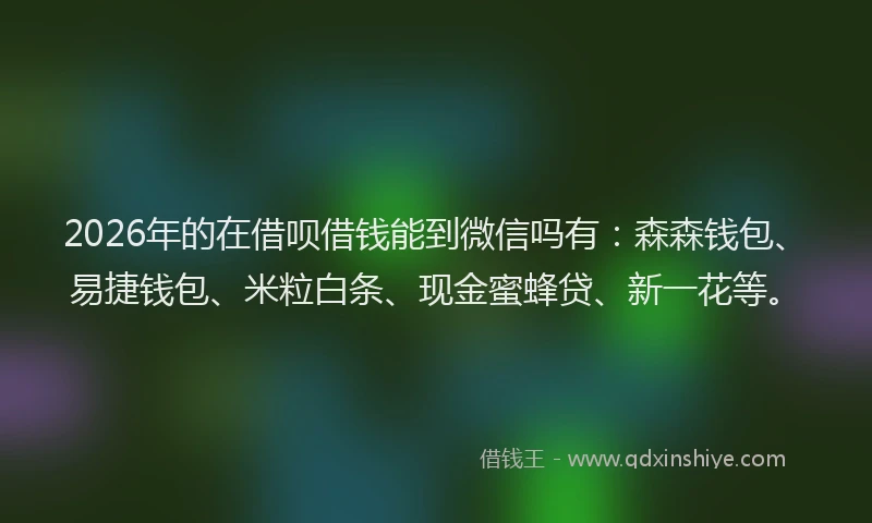 2026年的在借呗借钱能到微信吗有:森森钱包、易捷钱包、米粒白条、现金蜜蜂贷、新一花等。