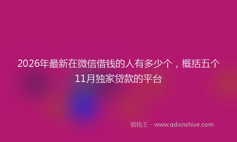 2026年最新在微信借钱的人有多少个，概括五个11月独家贷款的平台