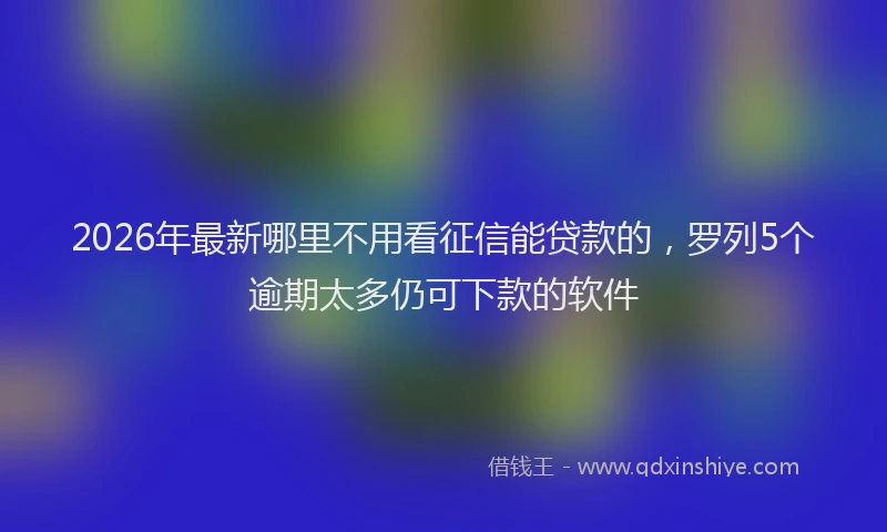 2026年最新哪里不用看征信能贷款的,罗列5个逾期太多仍可下款的软件