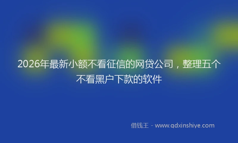 2026年最新小额不看征信的网贷公司，整理五个不看黑户下款的软件