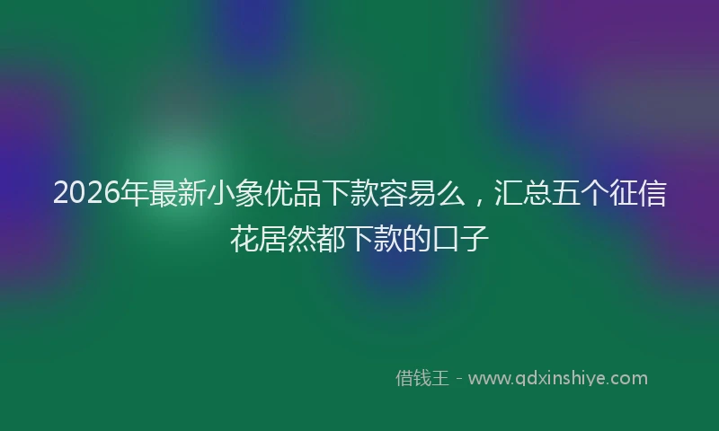 2026年最新小象优品下款容易么，汇总五个征信花居然都下款的口子