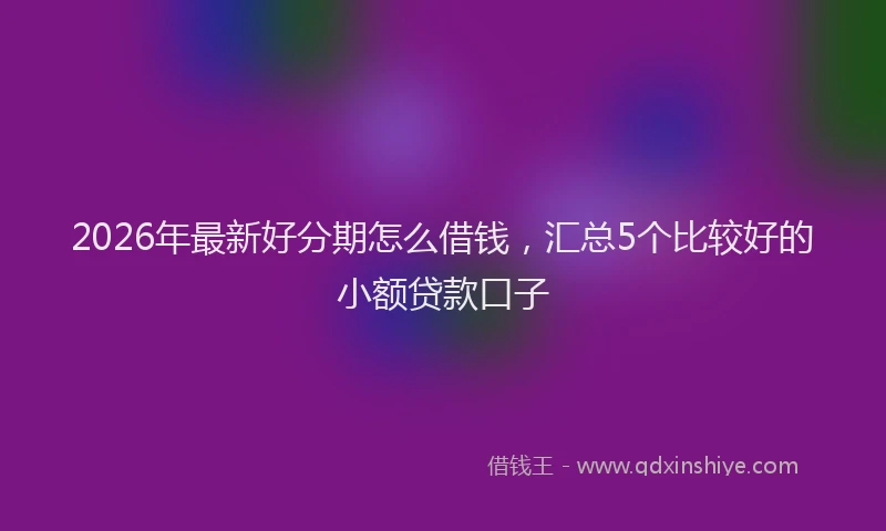 2026年最新好分期怎么借钱，汇总5个比较好的小额贷款口子
