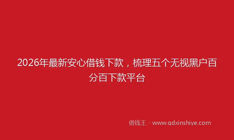 2026年最新安心借钱下款，梳理五个无视黑户百分百下款平台