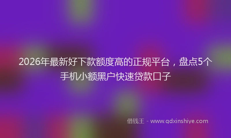 2026年最新好下款额度高的正规平台，盘点5个手机小额黑户快速贷款口子