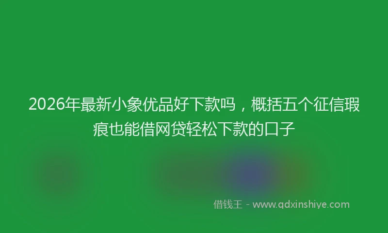 2026年最新小象优品好下款吗，概括五个征信瑕疵也能借网贷轻松下款的口子