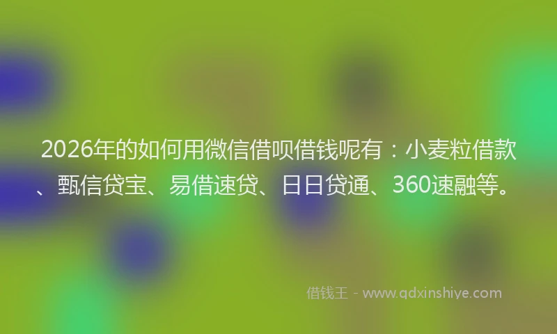 2026年的如何用微信借呗借钱呢有：小麦粒借款、甄信贷宝、易借速贷、日日贷通、360速融等。