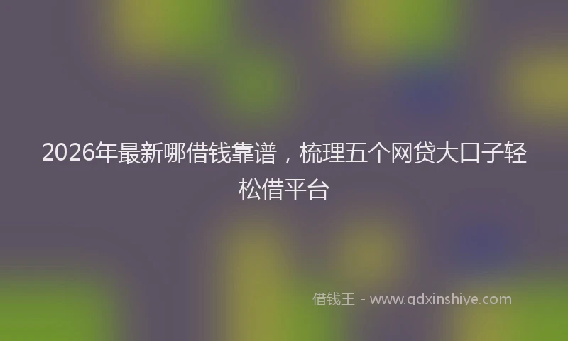 2026年最新哪借钱靠谱,梳理五个网贷大口子轻松借平台