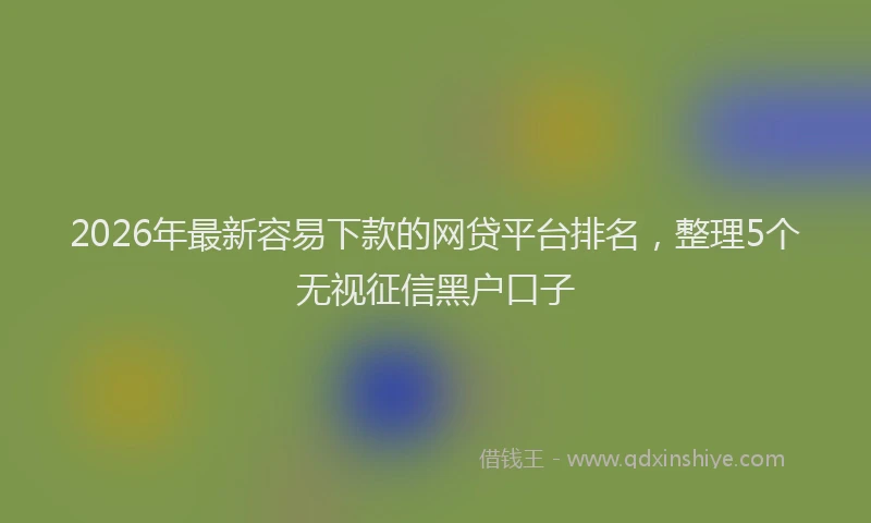 2026年最新容易下款的网贷平台排名，整理5个无视征信黑户口子