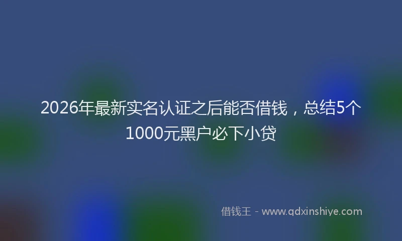 2026年最新实名认证之后能否借钱，总结5个1000元黑户必下小贷