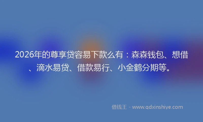 2026年的尊享贷容易下款么有：森森钱包、想借、滴水易贷、借款易行、小金鹤分期等。