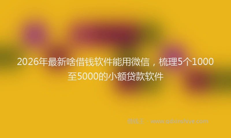 2026年最新啥借钱软件能用微信，梳理5个1000至5000的小额贷款软件