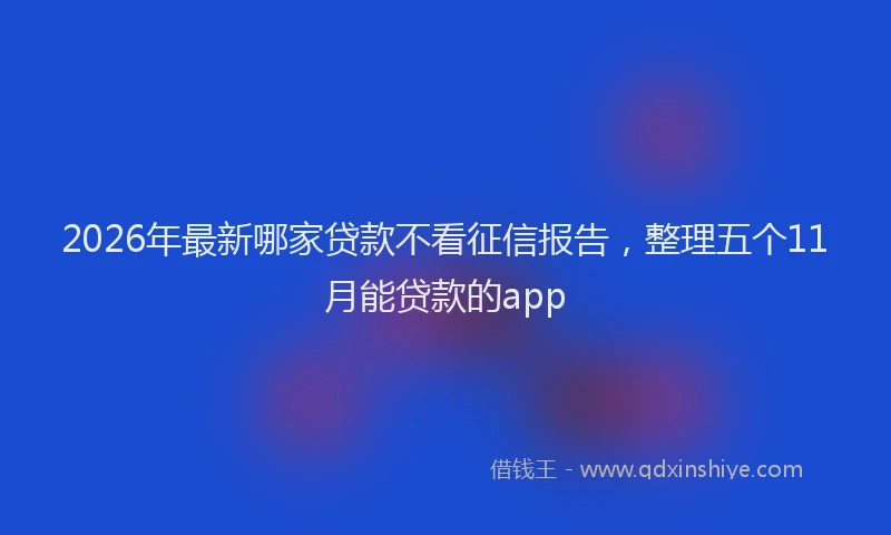 2026年最新哪家贷款不看征信报告，整理五个11月能贷款的app