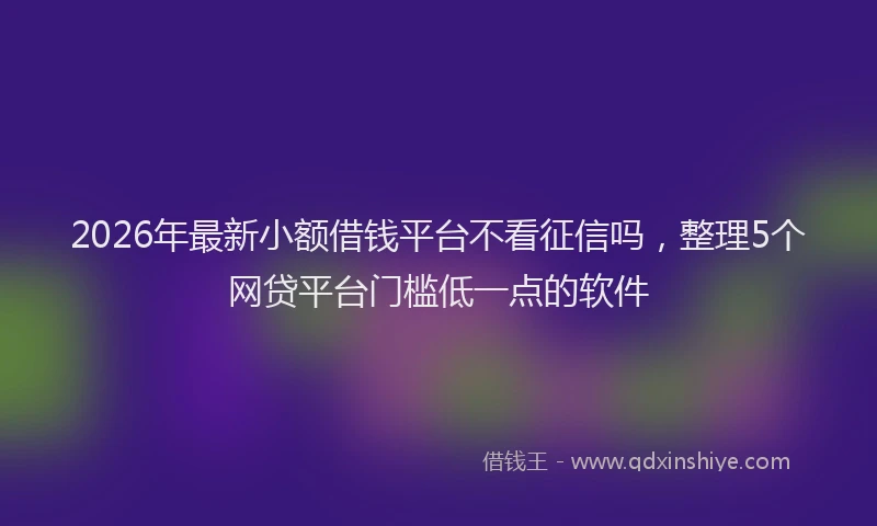 2026年最新小额借钱平台不看征信吗，整理5个网贷平台门槛低一点的软件