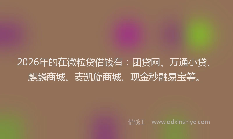 2026年的在微粒贷借钱有:团贷网、万通小贷、麒麟商城、麦凯旋商城、现金秒融易宝等。
