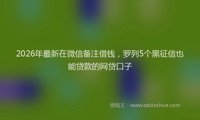 2026年最新在微信备注借钱，罗列5个黑征信也能贷款的网贷口子