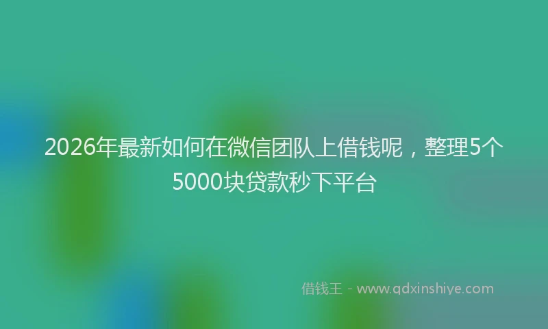 2026年最新如何在微信团队上借钱呢，整理5个5000块贷款秒下平台