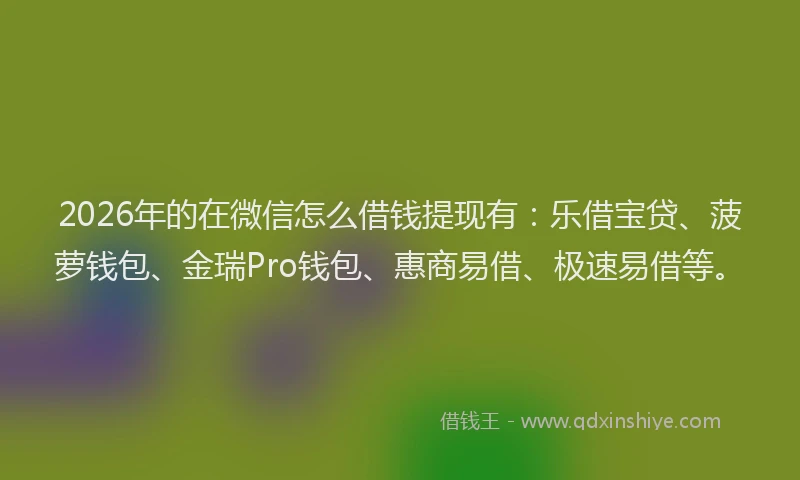 2026年的在微信怎么借钱提现有：乐借宝贷、菠萝钱包、金瑞Pro钱包、惠商易借、极速易借等。