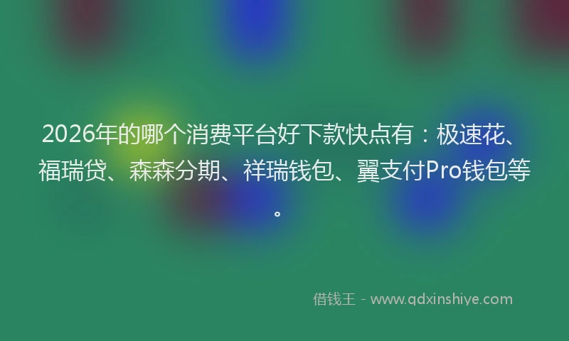 2026年的哪个消费平台好下款快点有：极速花、福瑞贷、森森分期、祥瑞钱包、翼支付Pro钱包等。