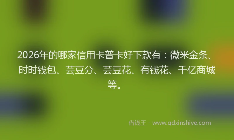 2026年的哪家信用卡普卡好下款有:微米金条、时时钱包、芸豆分、芸豆花、有钱花、千亿商城等。