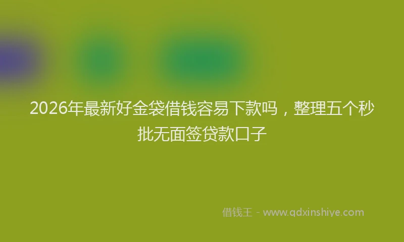 2026年最新好金袋借钱容易下款吗，整理五个秒批无面签贷款口子