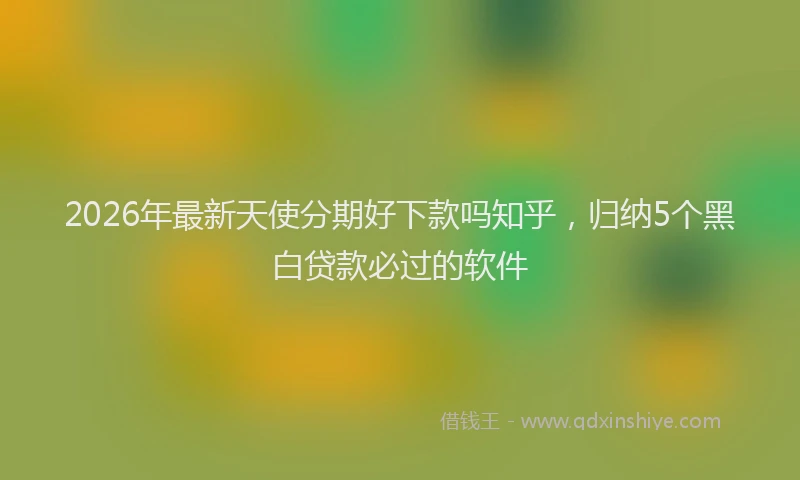 2026年最新天使分期好下款吗知乎，归纳5个黑白贷款必过的软件