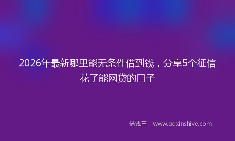 2026年最新哪里能无条件借到钱,分享5个征信花了能网贷的口子