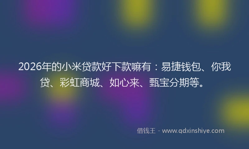 2026年的小米贷款好下款嘛有：易捷钱包、你我贷、彩虹商城、如心来、甄宝分期等。