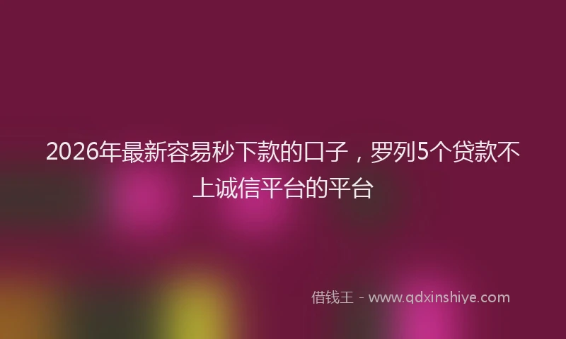 2026年最新容易秒下款的口子，罗列5个贷款不上诚信平台的平台