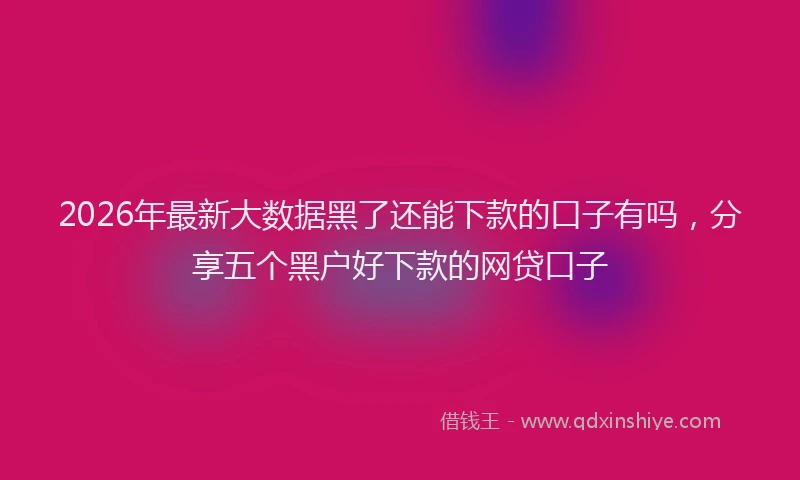 2026年最新大数据黑了还能下款的口子有吗,分享五个黑户好下款的网贷口子
