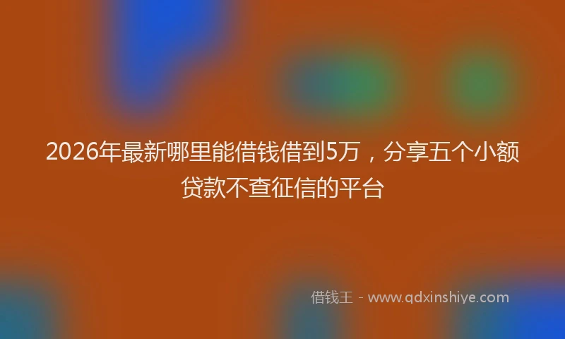 2026年最新哪里能借钱借到5万，分享五个小额贷款不查征信的平台