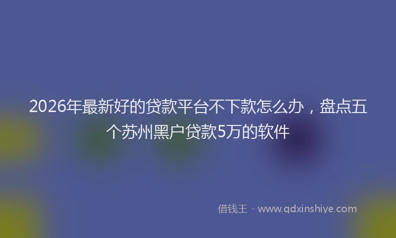 2026年最新好的贷款平台不下款怎么办，盘点五个苏州黑户贷款5万的软件