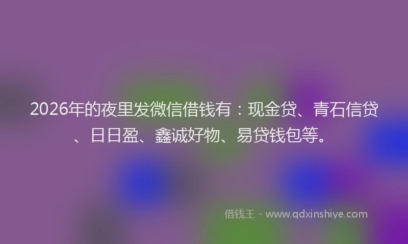 2026年的夜里发微信借钱有:现金贷、青石信贷、日日盈、鑫诚好物、易贷钱包等。