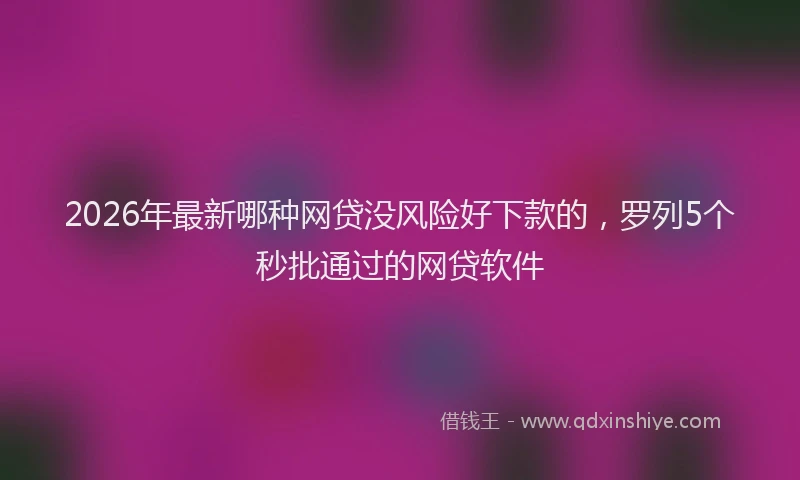 2026年最新哪种网贷没风险好下款的，罗列5个秒批通过的网贷软件