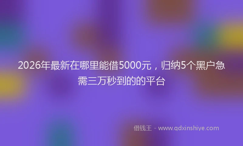 2026年最新在哪里能借5000元,归纳5个黑户急需三万秒到的的平台