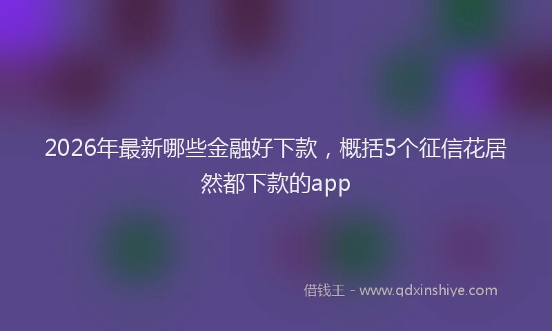 2026年最新哪些金融好下款,概括5个征信花居然都下款的app