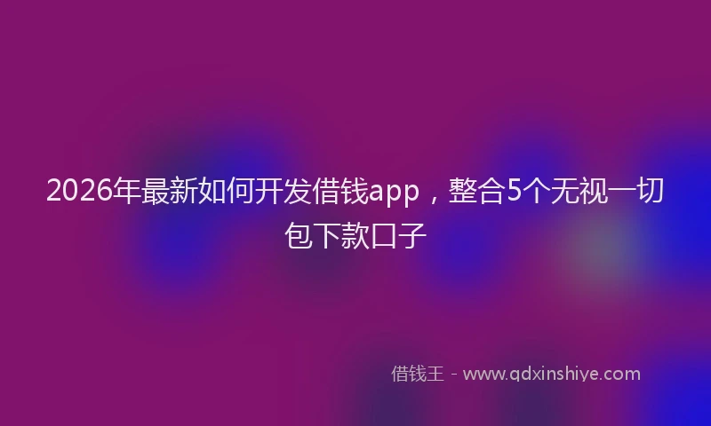 2026年最新如何开发借钱app，整合5个无视一切包下款口子