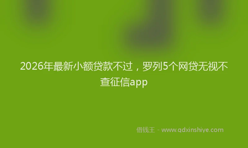 2026年最新小额贷款不过，罗列5个网贷无视不查征信app