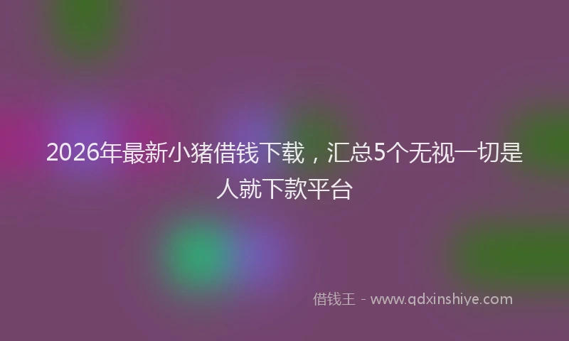 2026年最新小猪借钱下载，汇总5个无视一切是人就下款平台