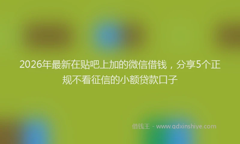 2026年最新在贴吧上加的微信借钱，分享5个正规不看征信的小额贷款口子